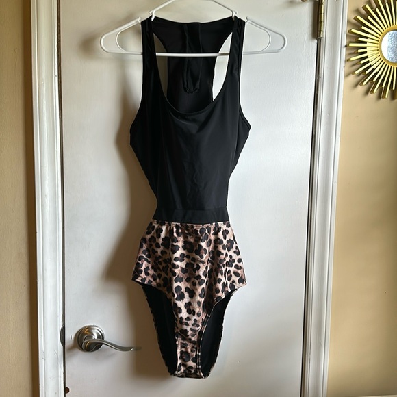 Other - Black and animal print one piece bathing suit